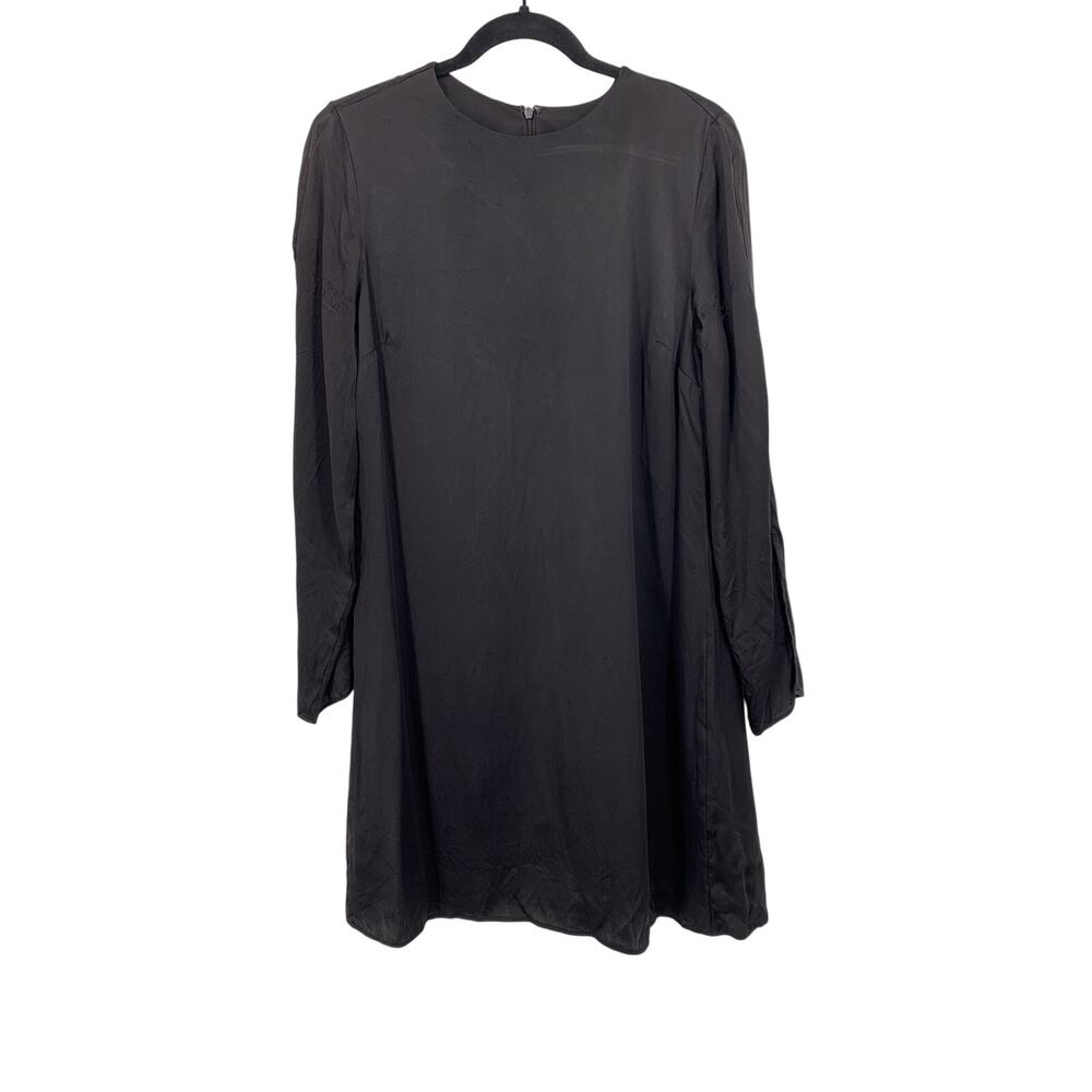 Banana Republic Dress Womens Medium Black A-Line Round Neck Long Sleeve Sheen
